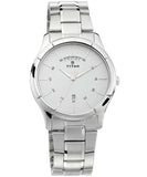 Titan Men's Watch White Dial Silver Stainless Steel Strap Watch, 1767SM01