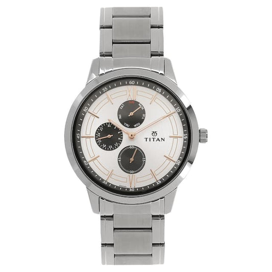 Titan, Men, Analog, Watch, White Dial, Stainless steel Strap, 1769SM02