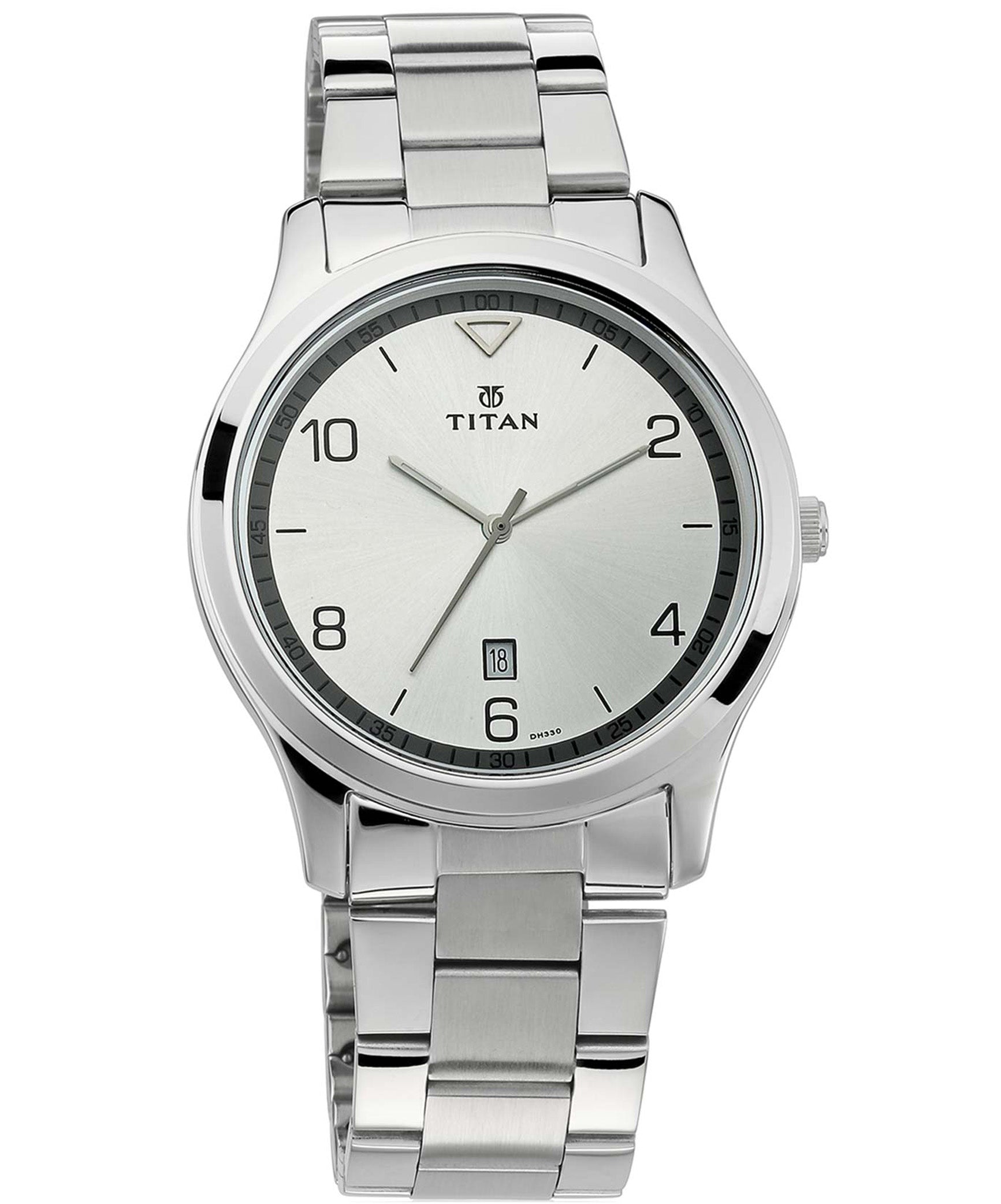 Titan Men's Watch White Dial Silver Stainless Steel Strap Watch, 1770SM01