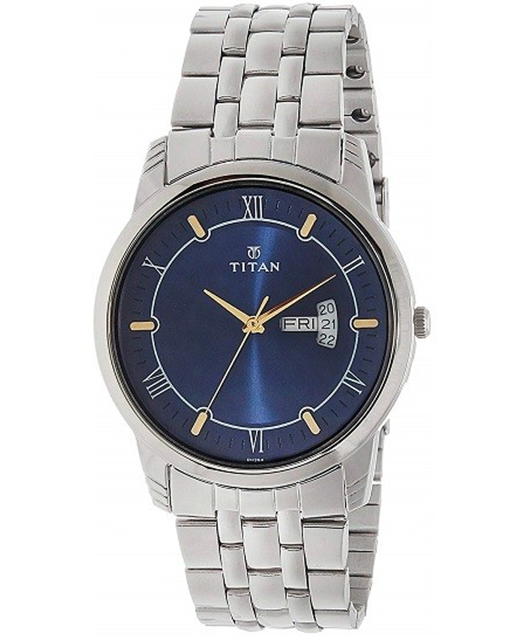 Titan Men's Watch Karishma Collection Analog, Blue Dial Silver Stainless Strap, 1774SM01