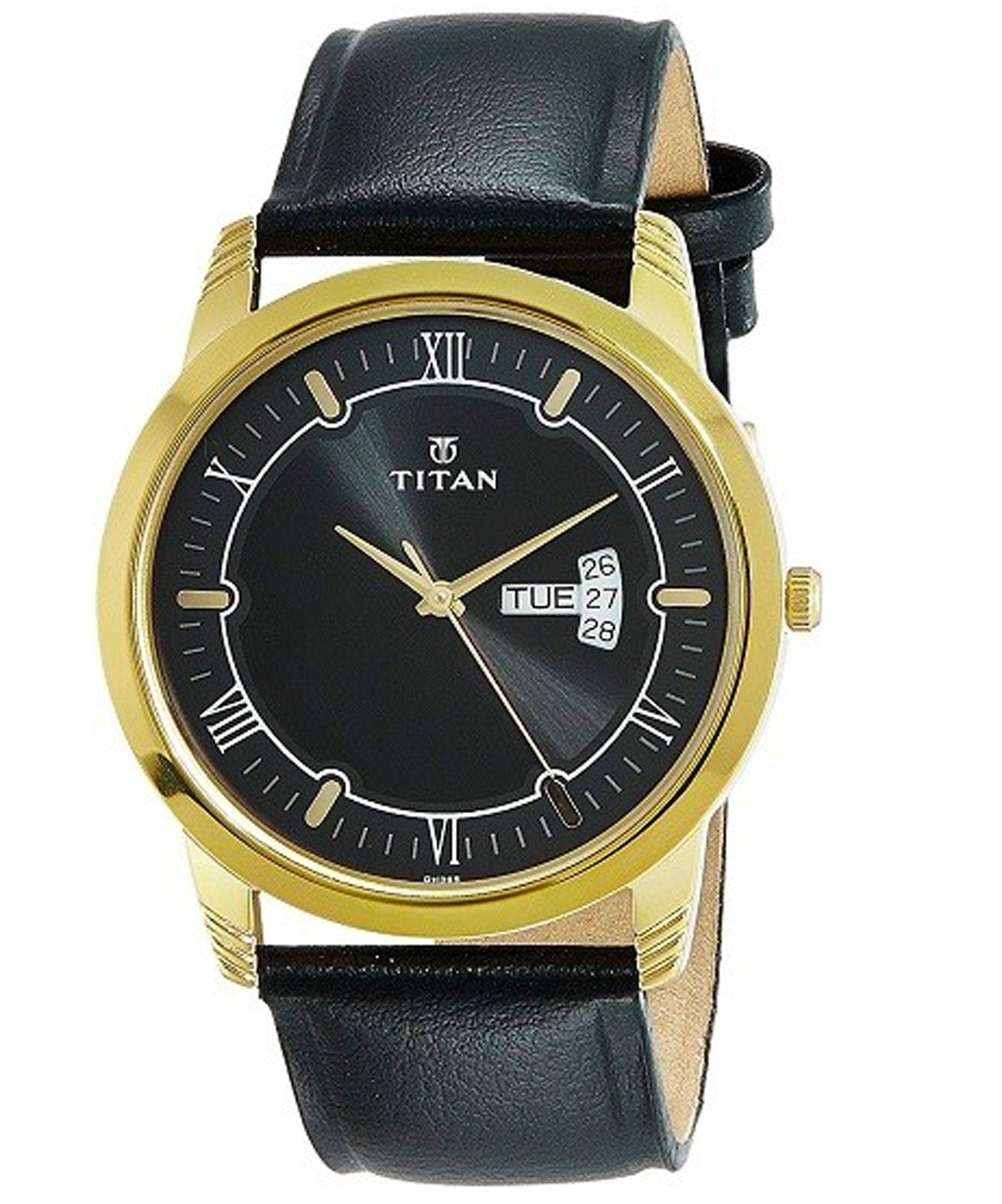 Titan Men's Watch Karishma Collection Analog, Black Dial Black Leather Strap, 1774YL01