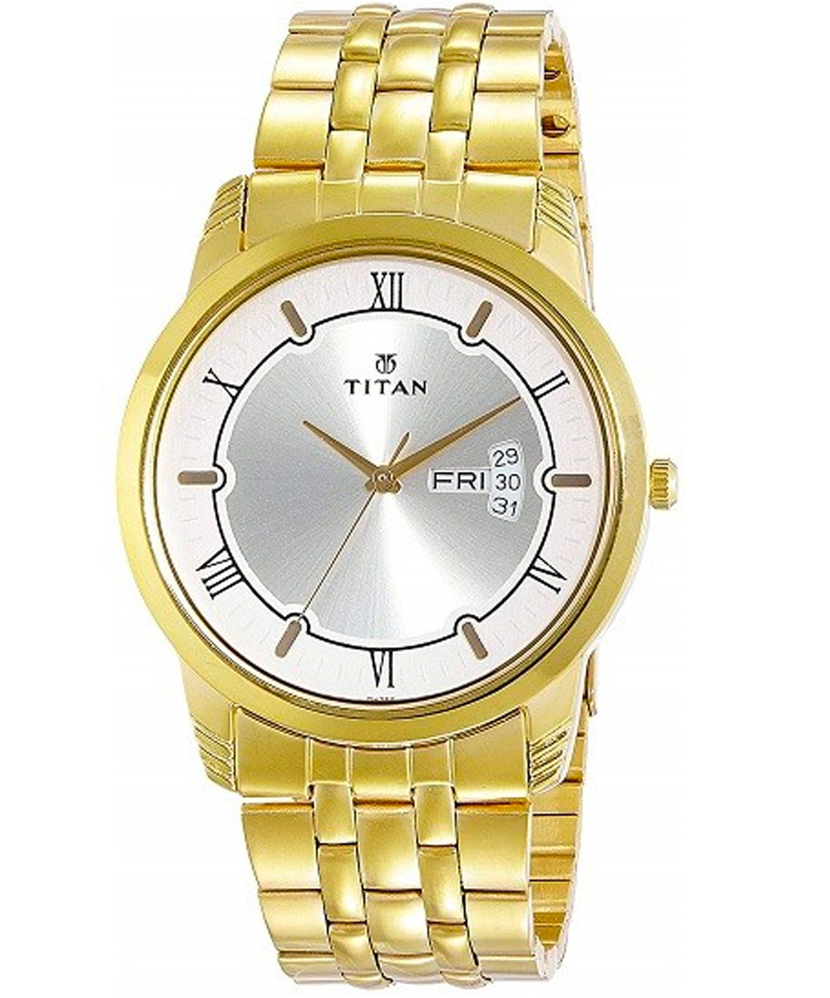 Titan Men's Watch Karishma Collection Analog, Champagne Dial Gold Stainless Strap, 1774YM01