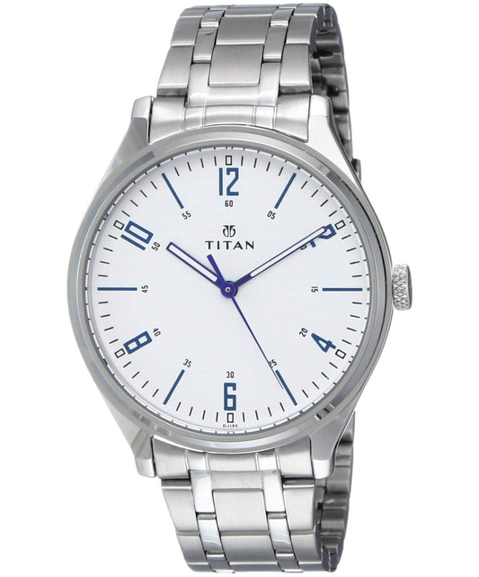 Titan, Men, Analog, Watch, White Dial, Stainless steel Strap, 1802SM01