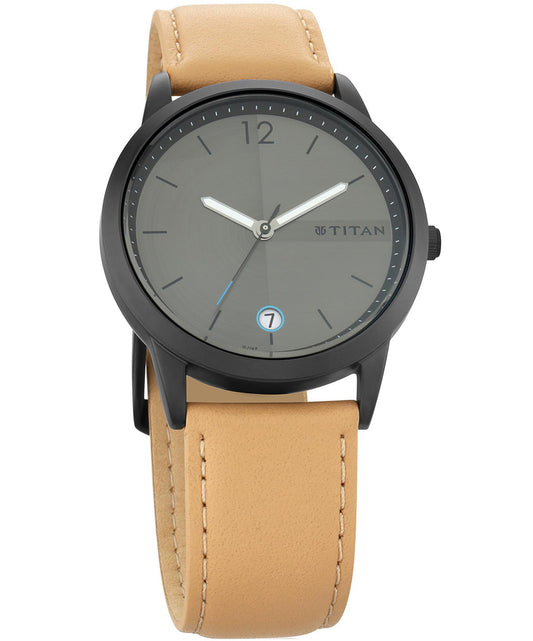 Titan, Men, Analog, Watch, Grey Dial, Leather Strap, 1806NL01