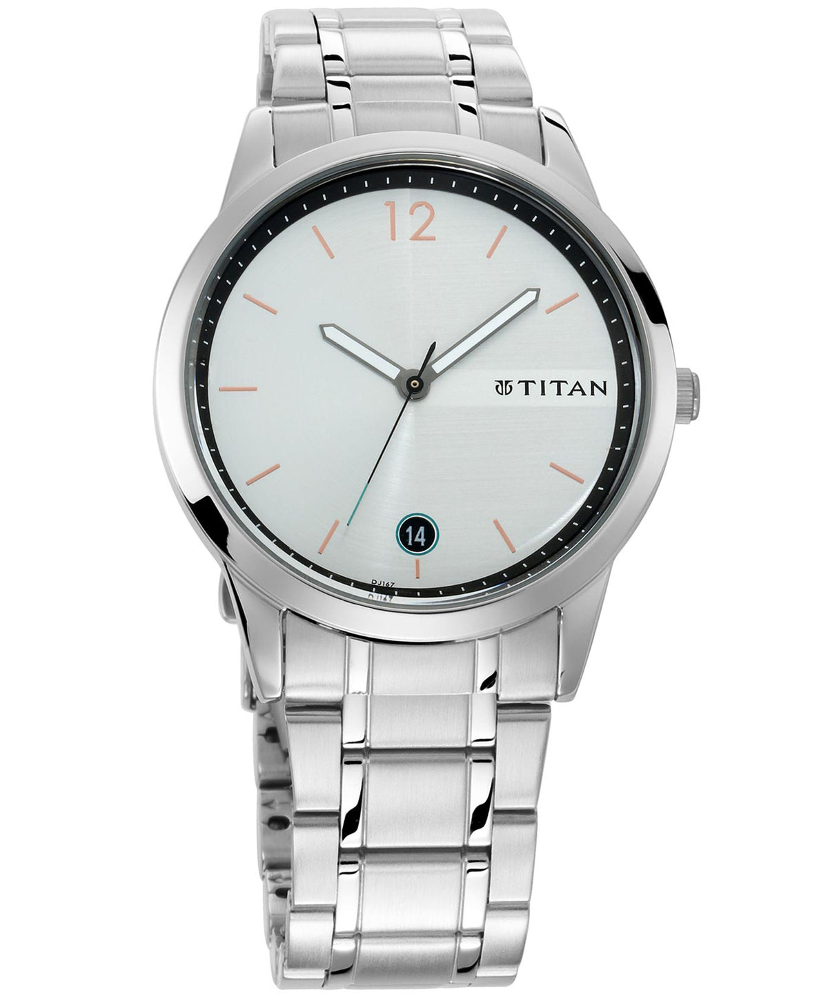 Titan Men's Watch White Dial Silver Stainless Steel Strap Watch, 1806SM01