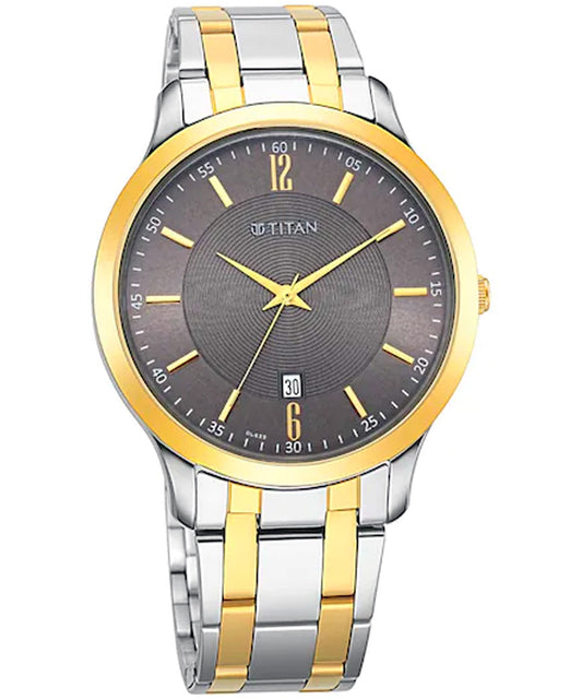 Titan, Men, Analog, Watch, Brown Dial, Stainless steel Strap, 1825BM01