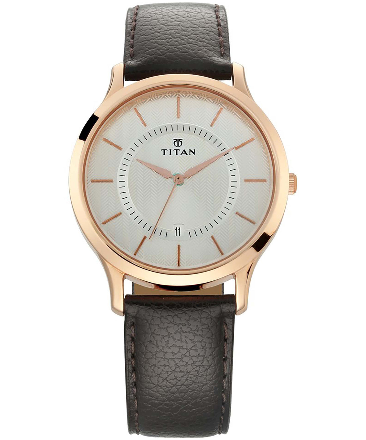 Titan Men's Watch Silver Dial Black Leather Strap Watch, 1825WL01