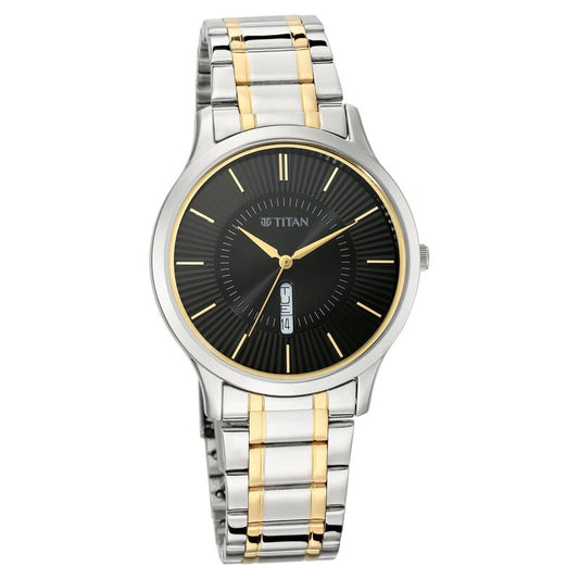 Titan, Men, Analog, Watch, Black Dial, Stainless steel Strap, 1845BM01