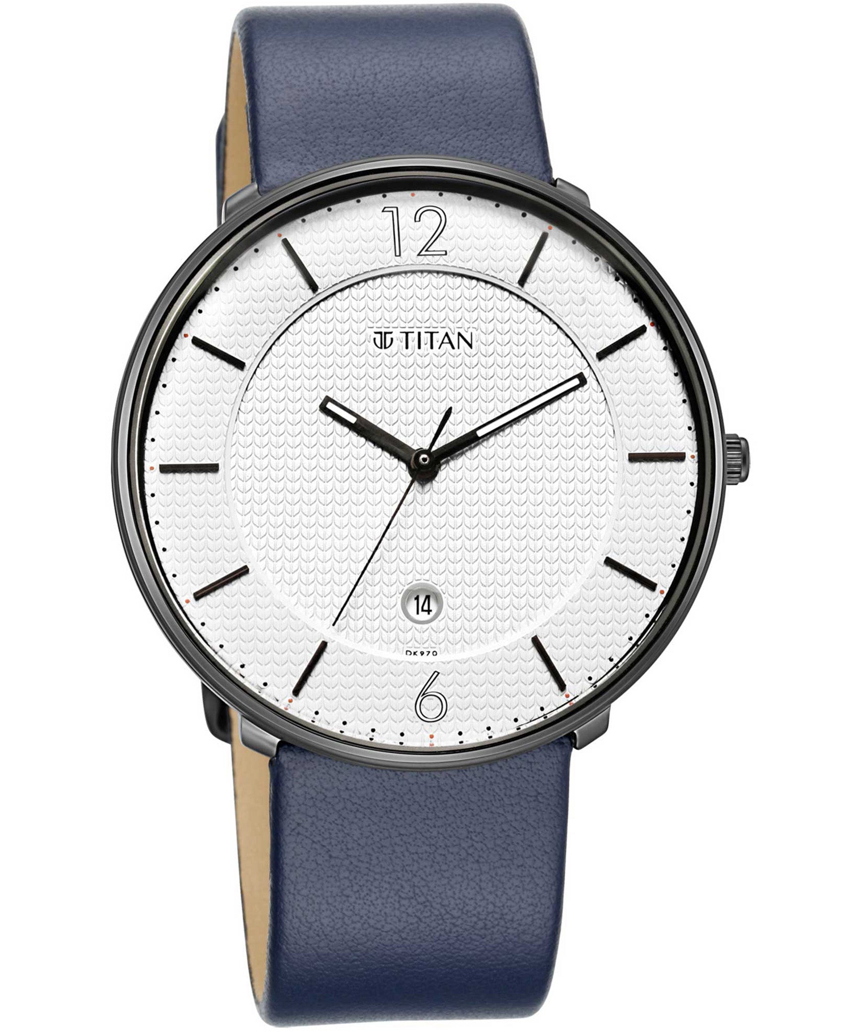 Titan Men's Watch White Dial Blue Leather Strap Watch, 1849NL01