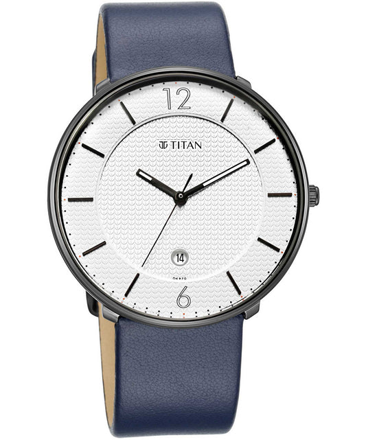 Titan, Men, Analog, Watch, White Dial, Leather Strap, 1849NL01