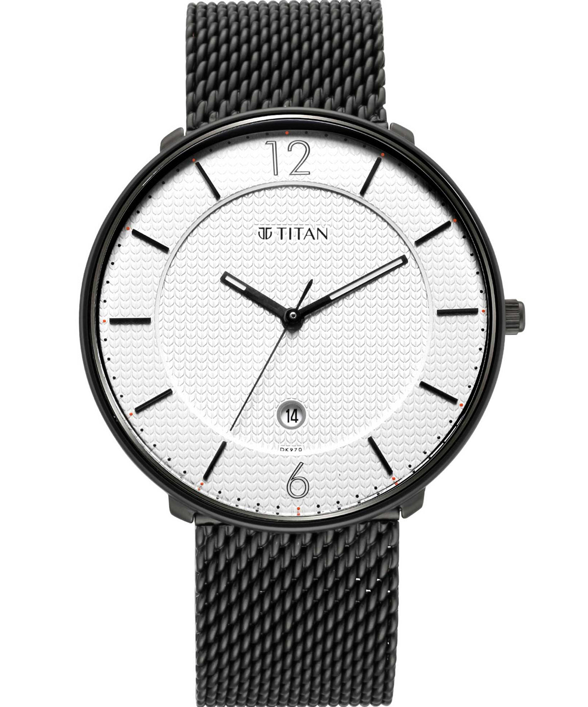 Titan Men's Watch White Dial Black Stainless Steel Strap Watch, 1849NM01