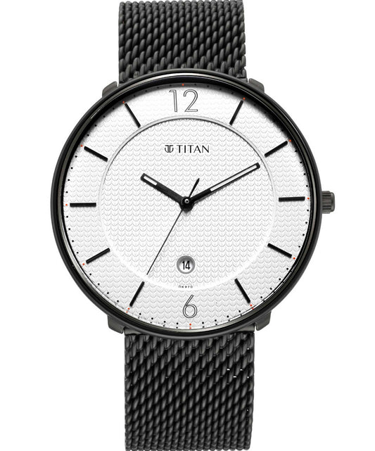Titan, Men, Analog, Watch, White Dial, Stainless steel Strap, 1849NM01