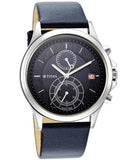 Titan Men's Watch Workwear Collection Dual Time, Blue Dial Blue Leather Strap, 1870SL01