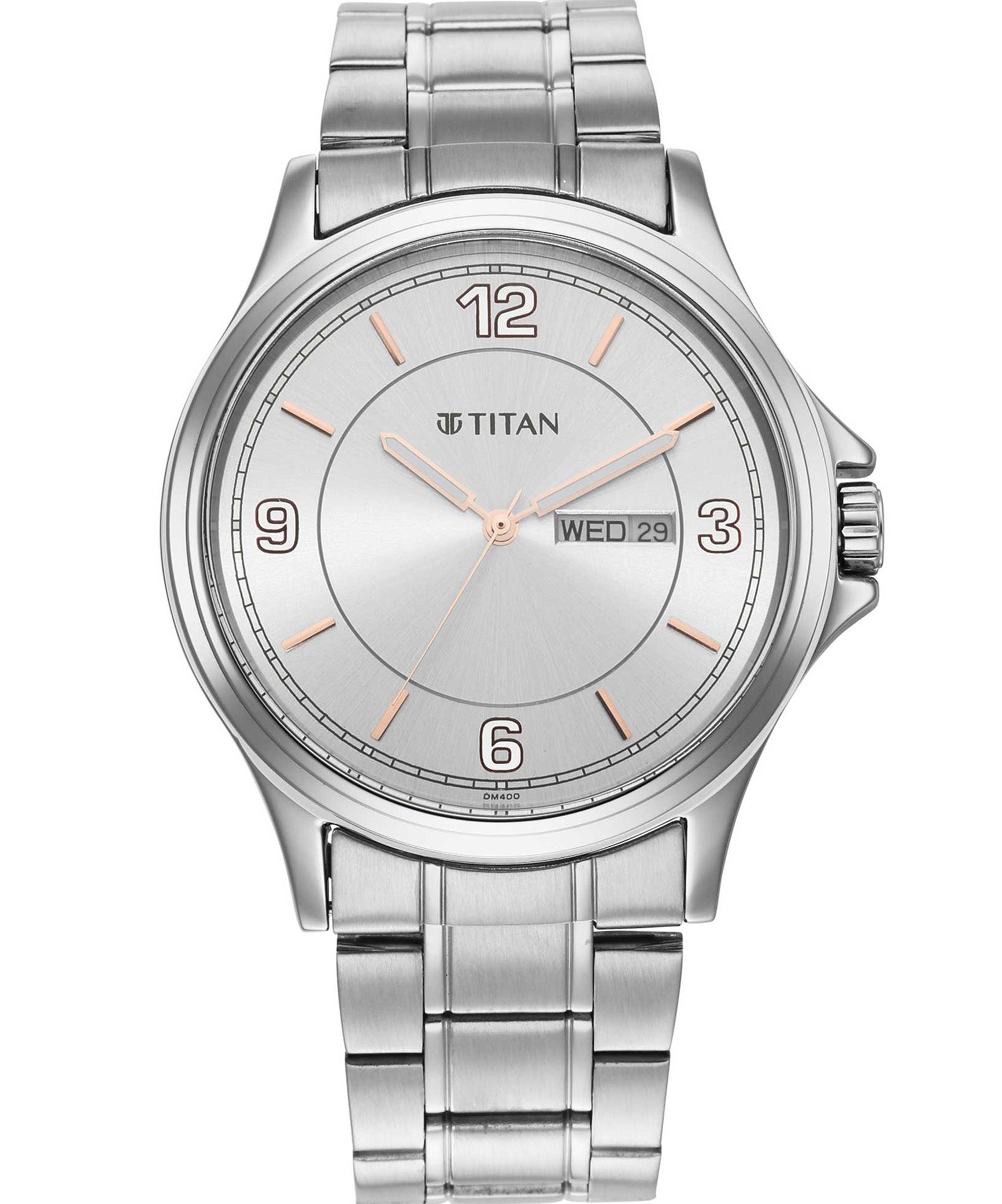 Titan Men's Watch Silver Dial Silver Stainless Steel Strap, 1870SM01