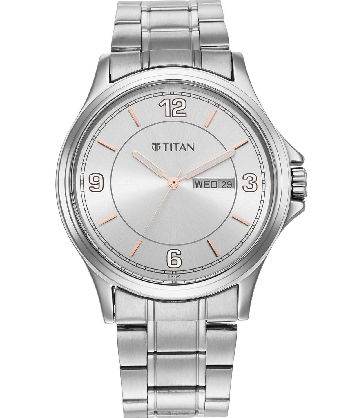 Titan Men's Watch Silver Dial Silver Stainless Steel Strap, 1870SM01