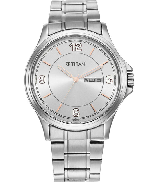 Titan, Men, Analog, Watch, Silver Dial, Stainless steel Strap, 1870SM01