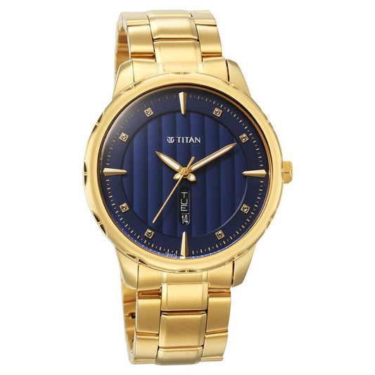 Titan, Men, Analog, Watch, Blue Dial, Stainless steel Strap, 1875YM02