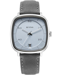 Titan Men's Watch Neo Curve Collection, Anthracite Dial Grey Leather Strap, 1885SL01