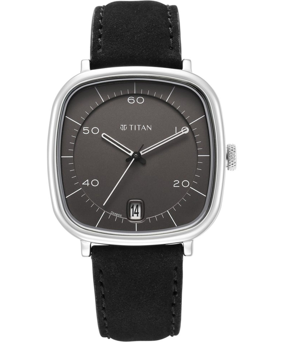 Titan Men's Watch Neo Curve Collection, Anthracite Dial Black Leather Strap, 1885SL02