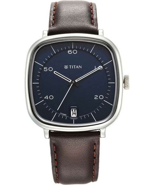 Titan, Men, Analog, Watch, Blue Dial, Leather Strap, 1885SL03