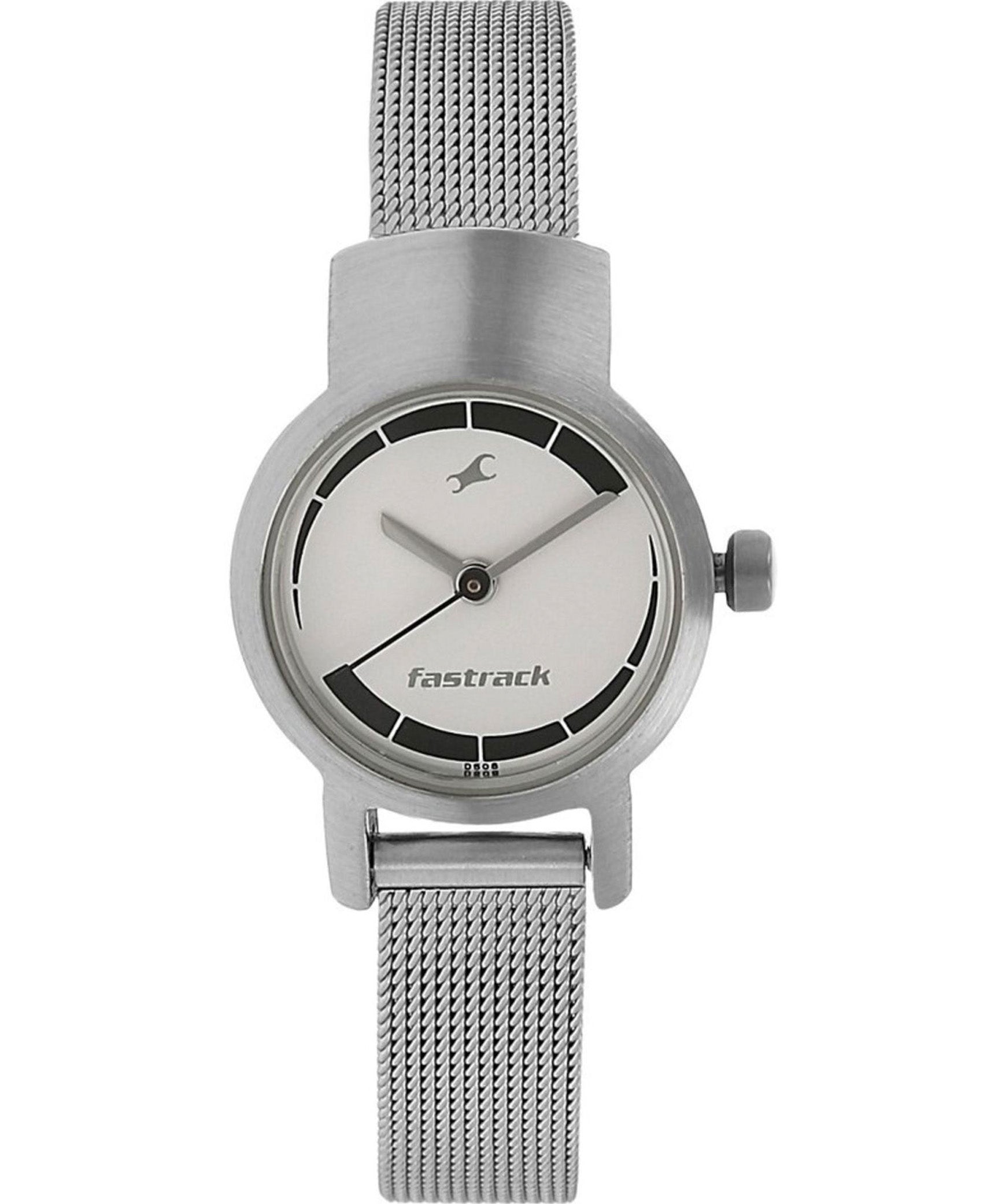 Fastrack Quartz Analog Women's Watch Silver Dial Metal Strap, 2298SM01