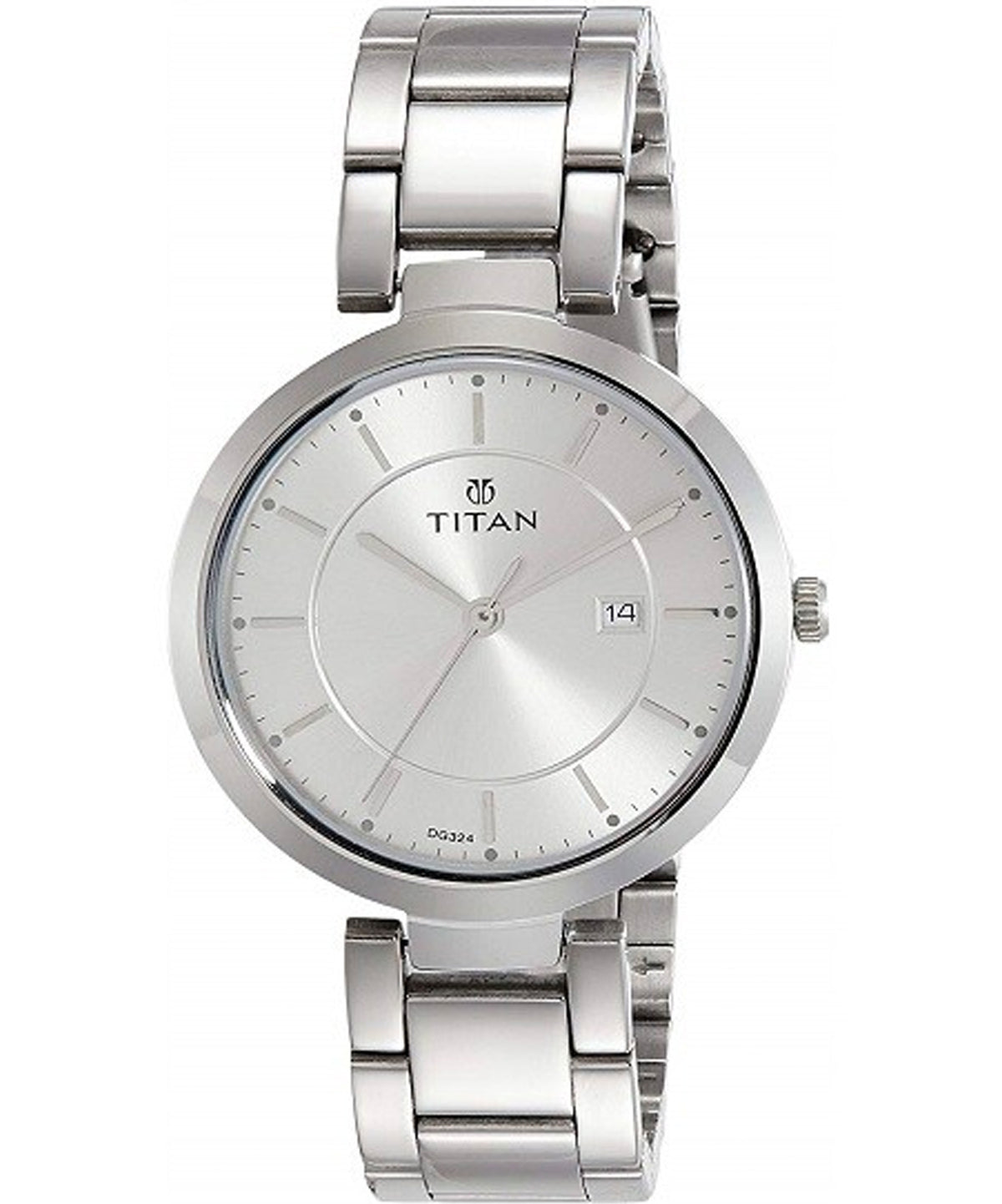 Titan Women's Watch Work wear Collection Analog, Silver Dial Silver Stainless Strap, 2480SM07