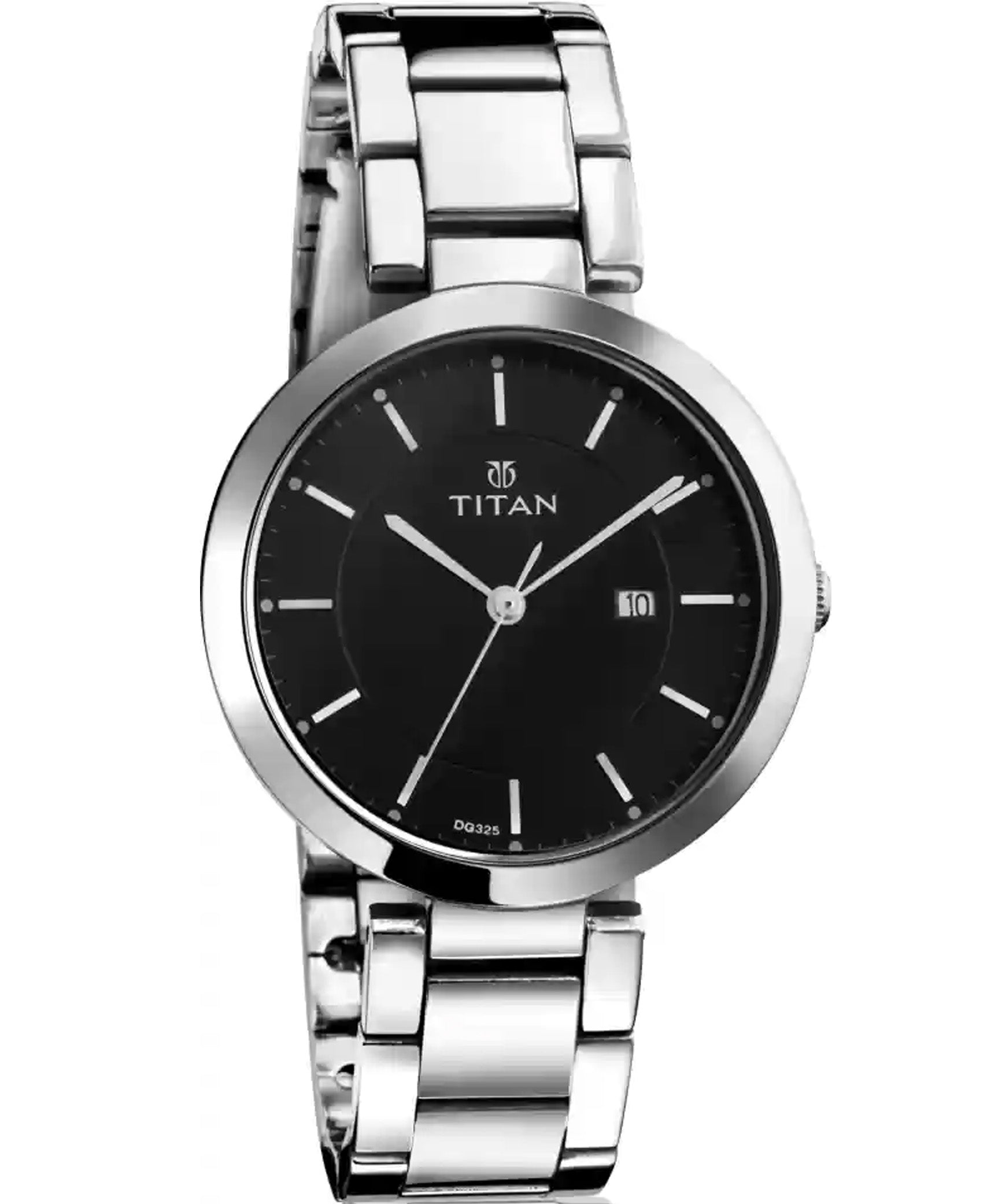 Titan Women's Watch Workwear Collection Analog, Black Dial Silver Stainless Strap, 2480SM08