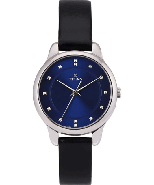 Titan, Women, Analog, Watch, Blue Dial, Leather Strap, 2481SL08
