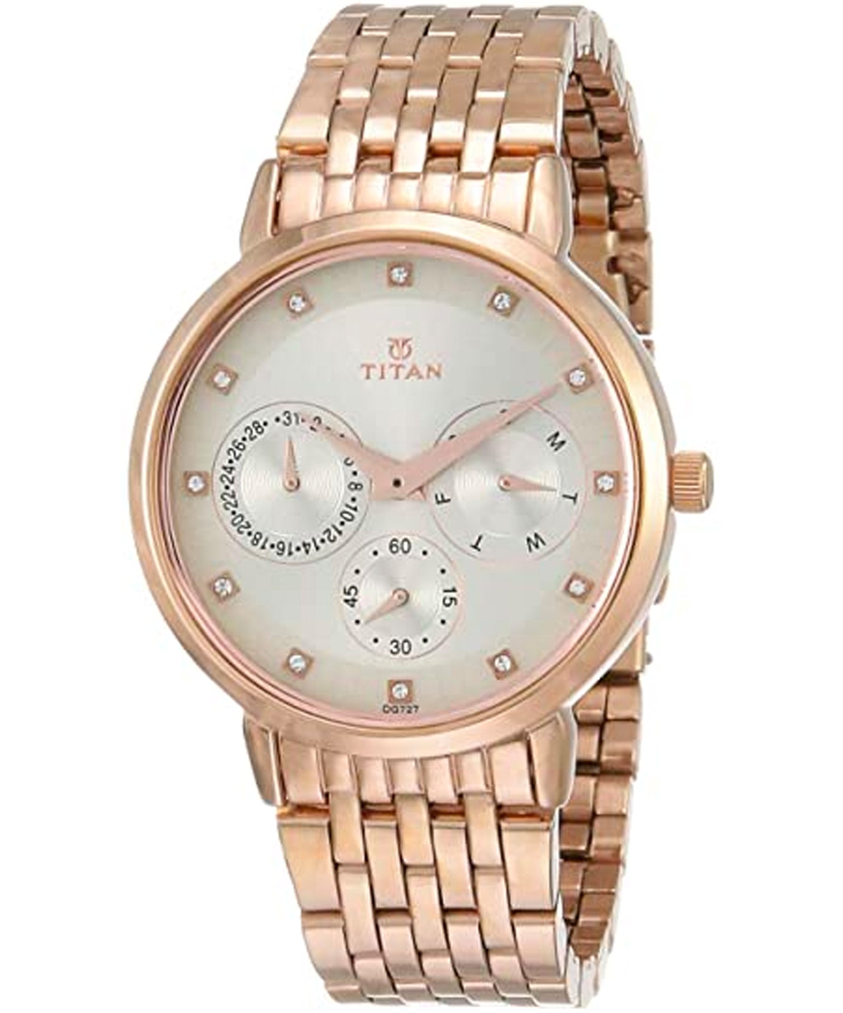 Titan Women's Watch Workwear Collection Analog, Rose Gold Dial Rose Gold Stainless Strap, 2569WM02