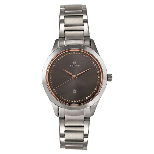 Titan, Women, Analog, Watch, Black Dial, Stainless steel Strap, 2570SM07