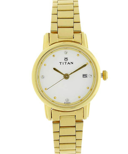 Titan, Women, Analog, Watch, White Dial, Stainless steel Strap, 2572YM01