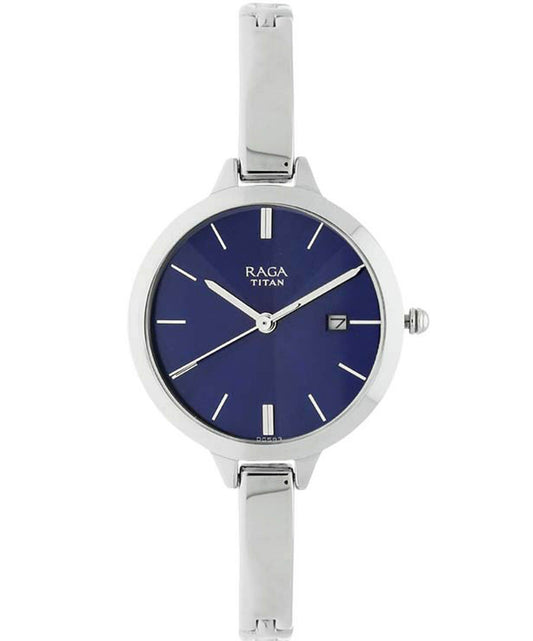 Titan, Women, Analog, Watch, Blue Dial, Stainless steel Strap, 2578SM01