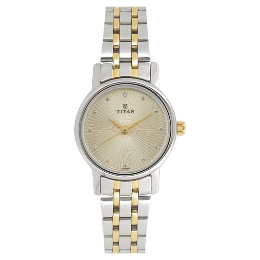 Titan, Women, Analog, Watch, Champagne Dial, Stainless steel Strap, 2593BM01
