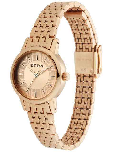 Titan, Women, Analog, Watch, Gold Dial, Stainless steel Strap, 2593WM02