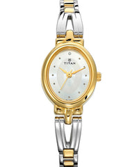 Titan Women's Watch Karishma Collection Analog, Silver Dial Silver & Gold Stainless Strap, 2594BM01