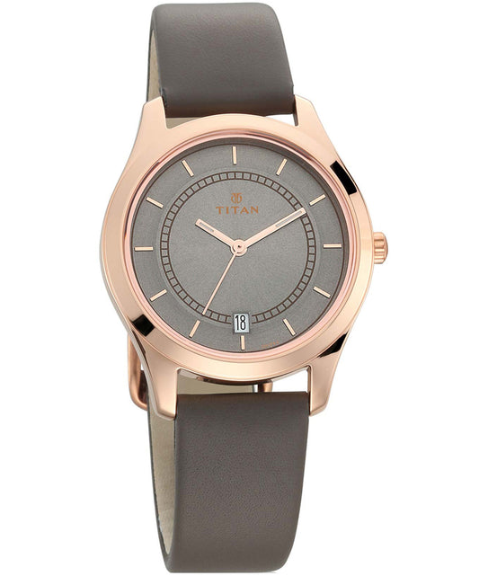 Titan, Women, Analog, Watch, Anthracite Dial, Leather Strap, 2596WL02