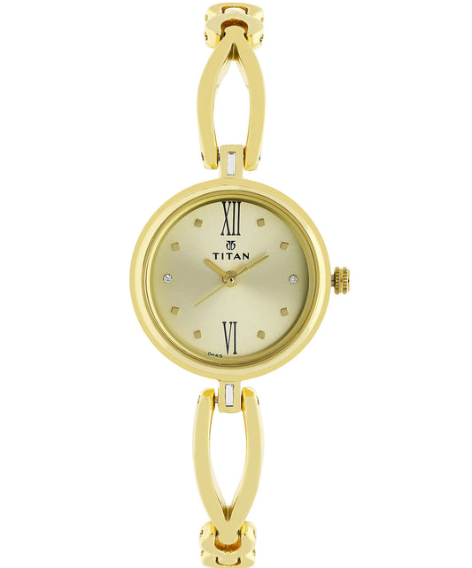 Titan, Women, Analog, Watch, Champagne Dial, Stainless steel Strap, 2601YM01