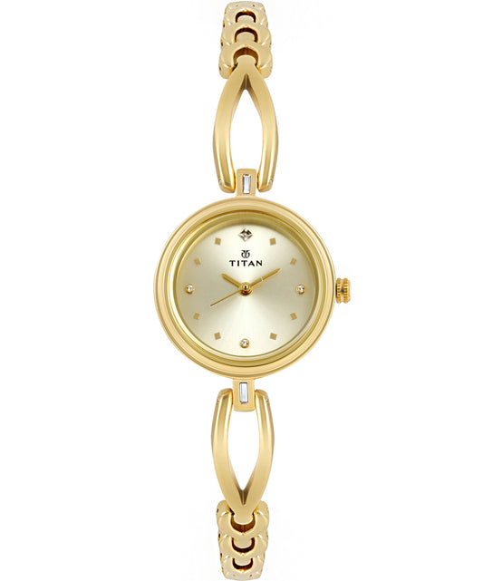 Titan, Women, Analog, Watch, Champagne Dial, Stainless steel Strap, 2601YM02