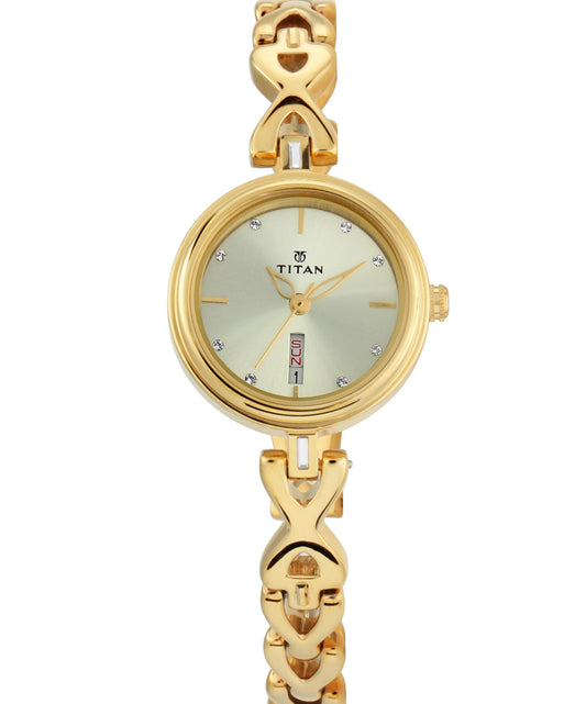Titan, Women, Analog, Watch, Champagne Dial, Stainless steel Strap, 2601YM03