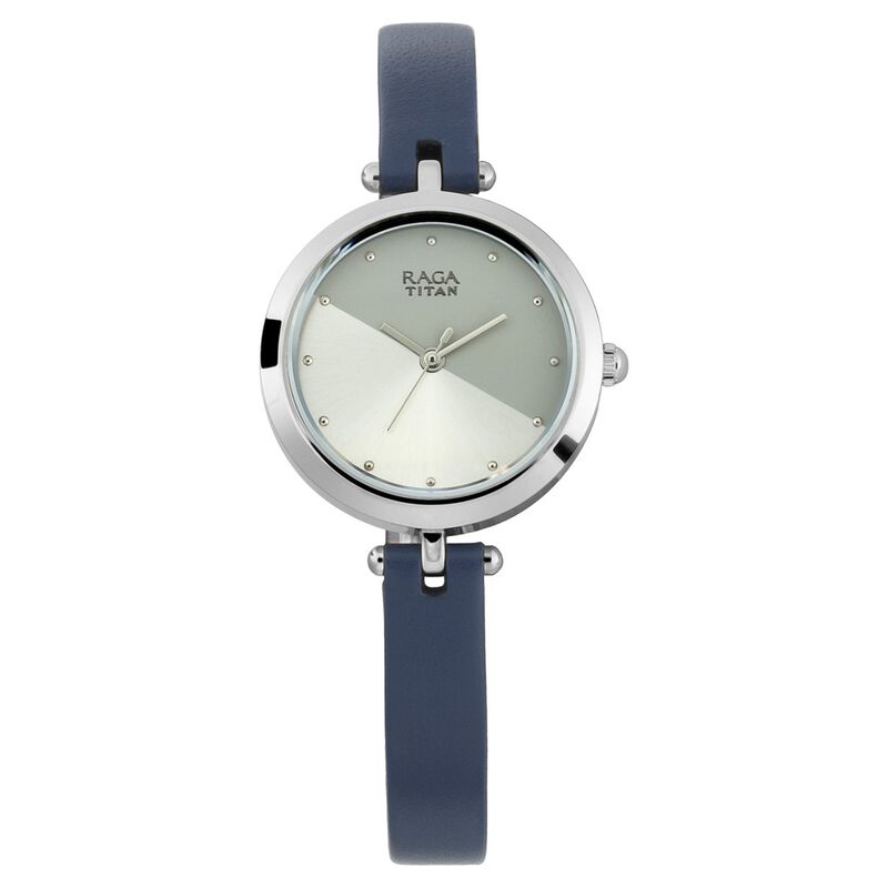 Titan Raga Viva Analog Women's Watch, Grey Dial Leather Strap, 2606SL01