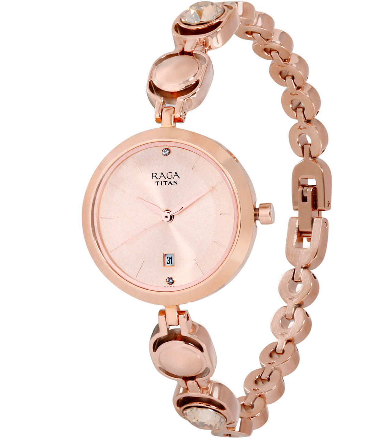 Titan Women's Watch Raga Collection Analog, Rose Gold Dial Rose Gold Stainless Strap, 2606WM02