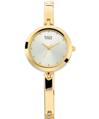 Titan Women's Watch Raga Silver Dial Gold Stainless Steel Strap Watch, 2606YM04