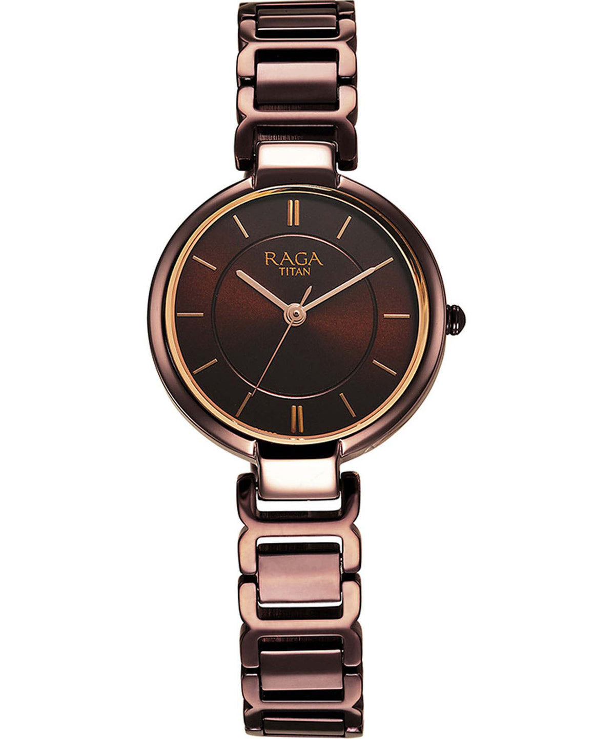 Titan Raga Delight Brown Dial Brown Metal Strap Watch for Women, 2608Q ...