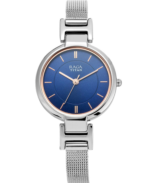 Titan, Women, Analog, Watch, Blue Dial, Stainless steel Strap, 2608SM02