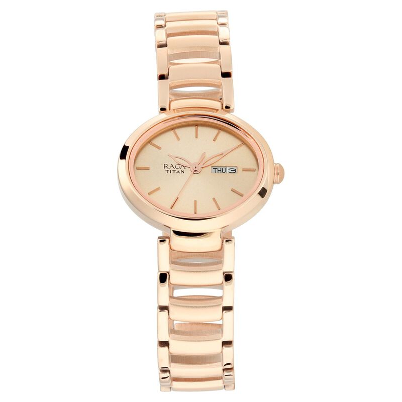 Titan Raga Viva Women's Watch, Rose Gold Dial With Metal Strap, 2620WM01