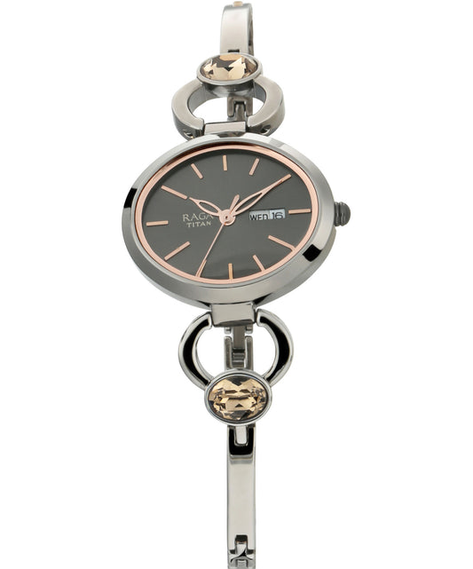 Titan, Women, Analog, Watch, Grey Dial, Stainless steel Strap, 2621QM01
