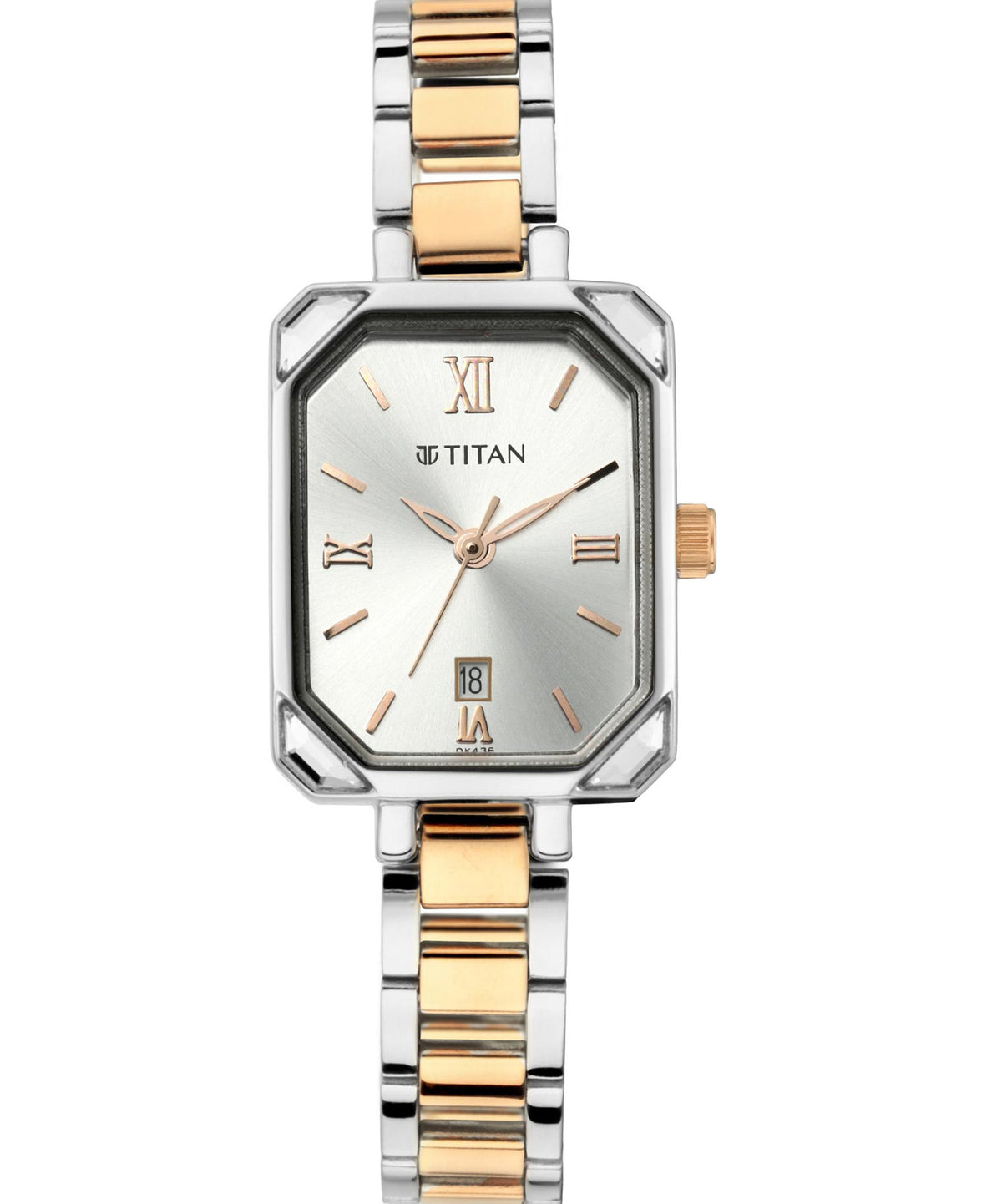 Titan Women's Watch Silver Dial Silver & Gold Stainless Steel Strap Watch, 2635KM01