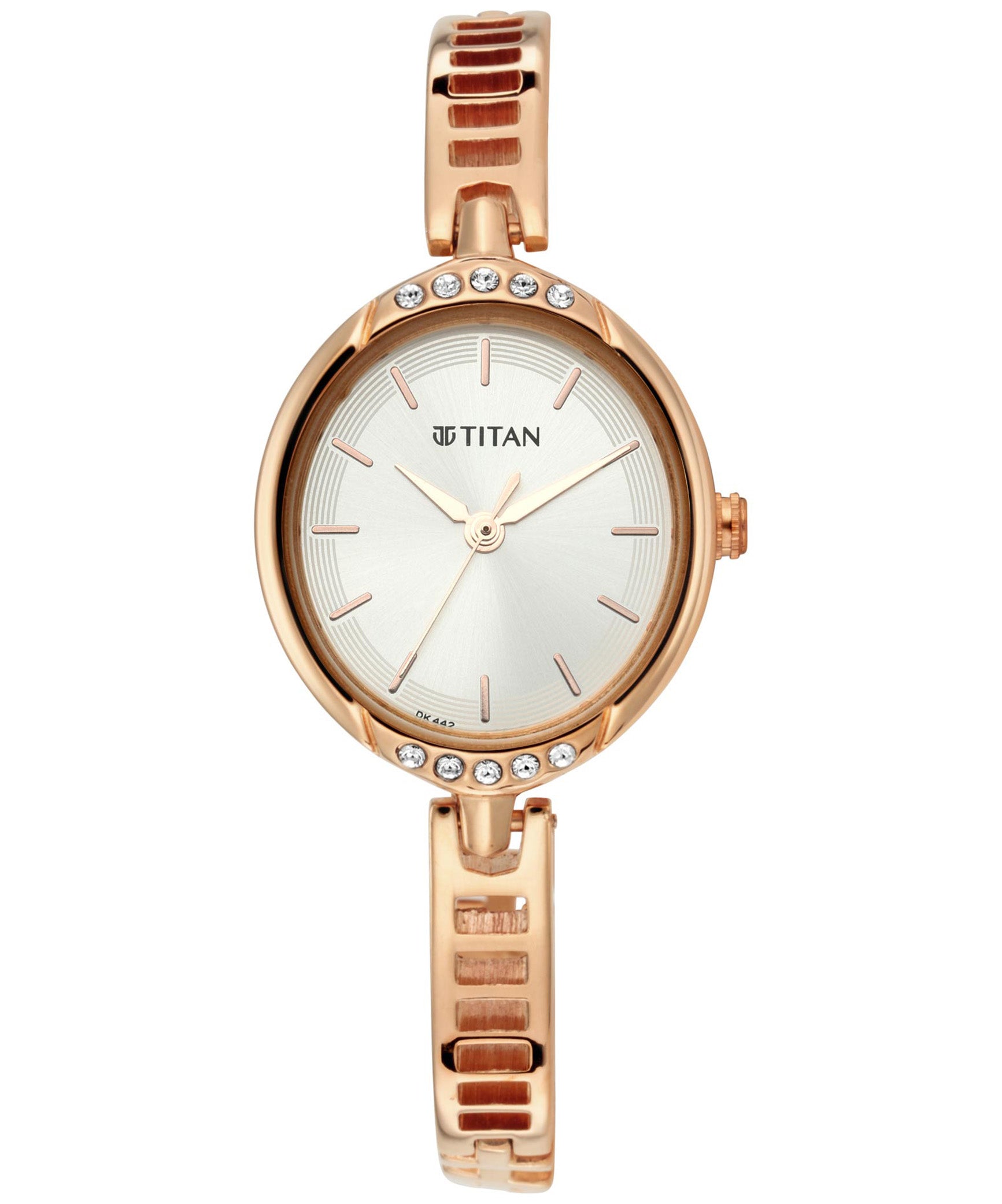 Titan Women's Watch Champagne Dial  Gold Stainless Steel Strap Watch, 2637YM01