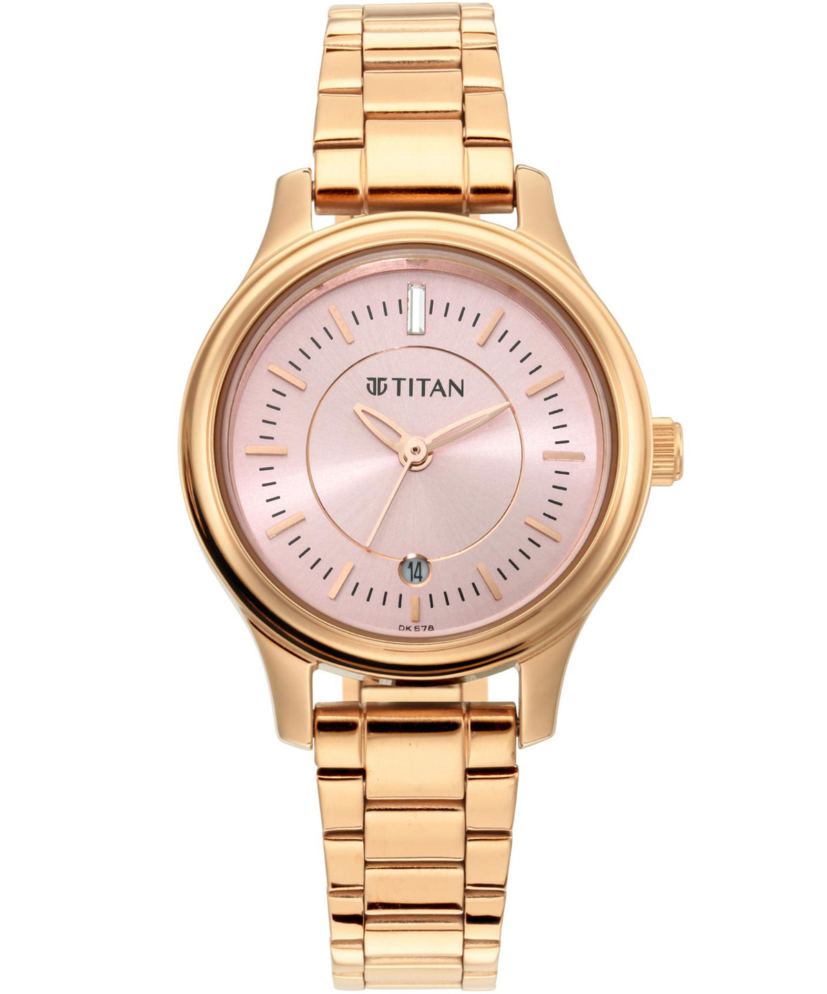 Titan Women's Watch Rose Gold Dial Rose Gold Stainless Steel Strap Watch, 2638WM01