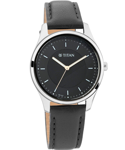 Titan, Women, Analog, Watch, Black Dial, Leather Strap, 2639SL01
